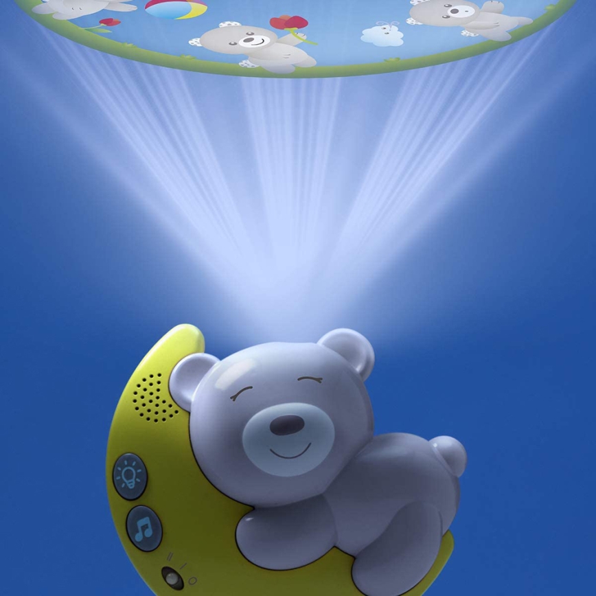 Chicco - Lasten sängyn yläpuolinen projektori melodialla 3in1 NEXT2MOON 3xAA harmaa