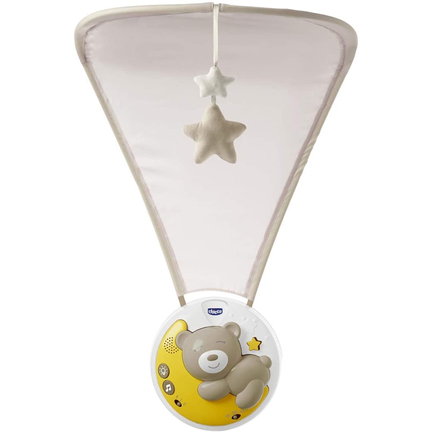 Chicco - Lasten sängyn yläpuolinen projektori melodialla 3in1 NEXT2MOON 3xAA harmaa