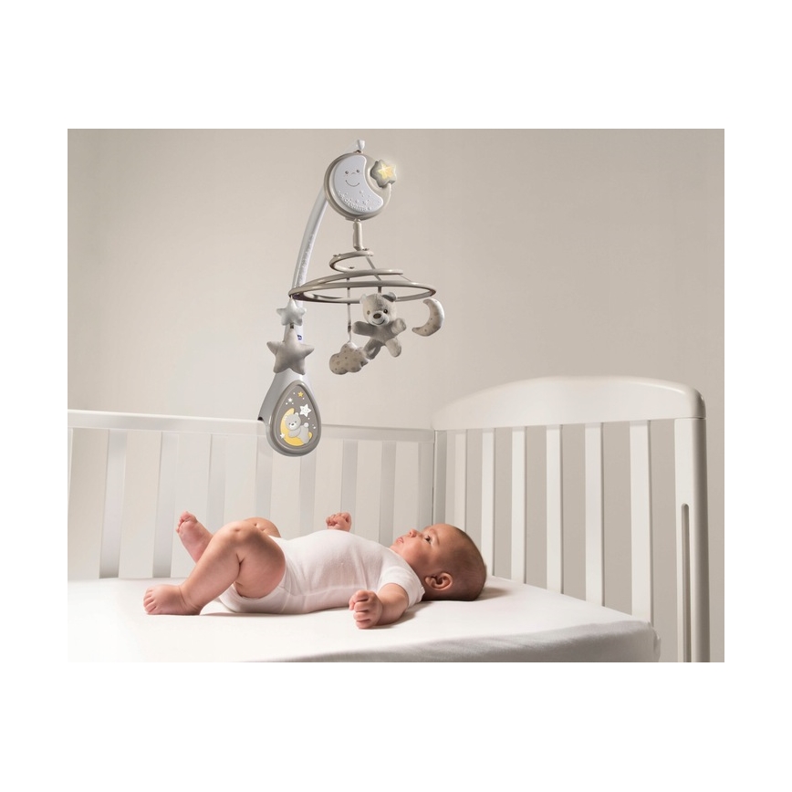 Chicco - Pinnasängyn mobiili melodialle 3in1 NEXT2DREAMS 3xAA harmaa
