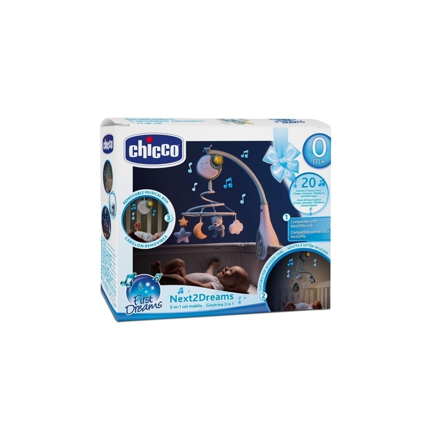 Chicco - Pinnasänky mobile melodialla 3in1 NEXT2DREAMS 3xAA sininen