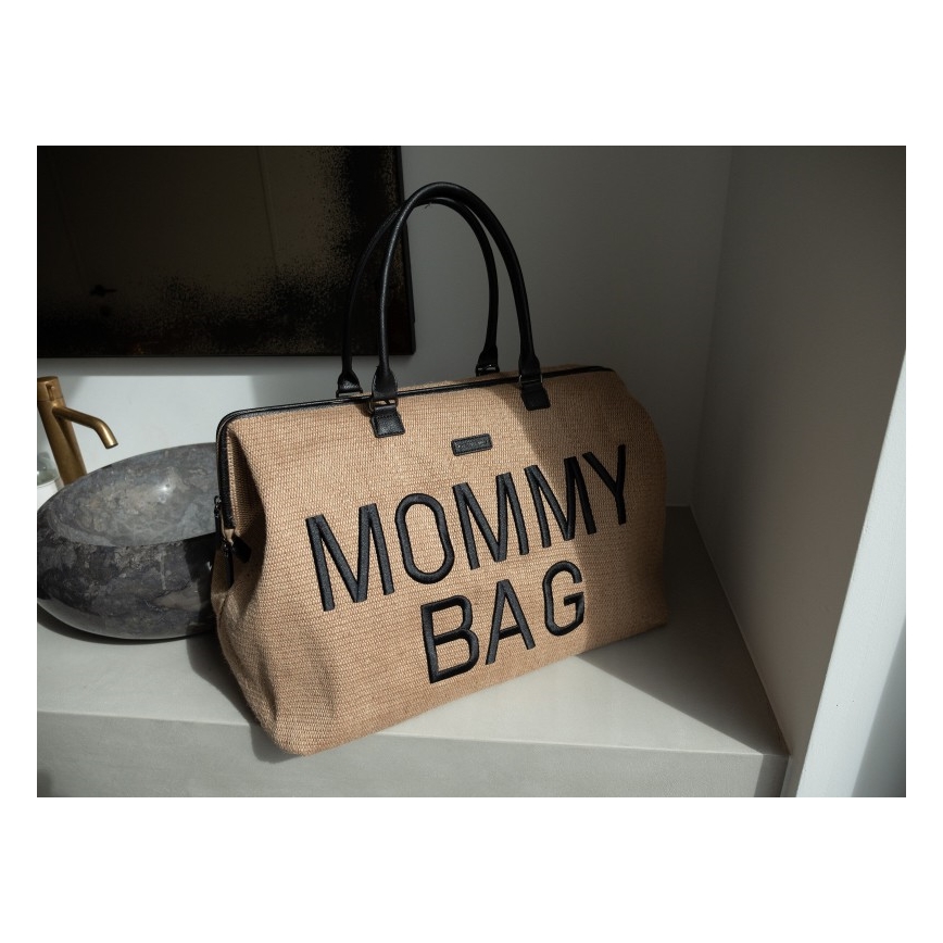 Childhome - Vaihtolaukku MOMMY BAG RAFFIA LOOK beige