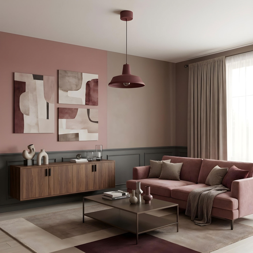 CLASS-riippuvalaisin kaapelilla 1xE27/15W/230V, burgundinpunainen