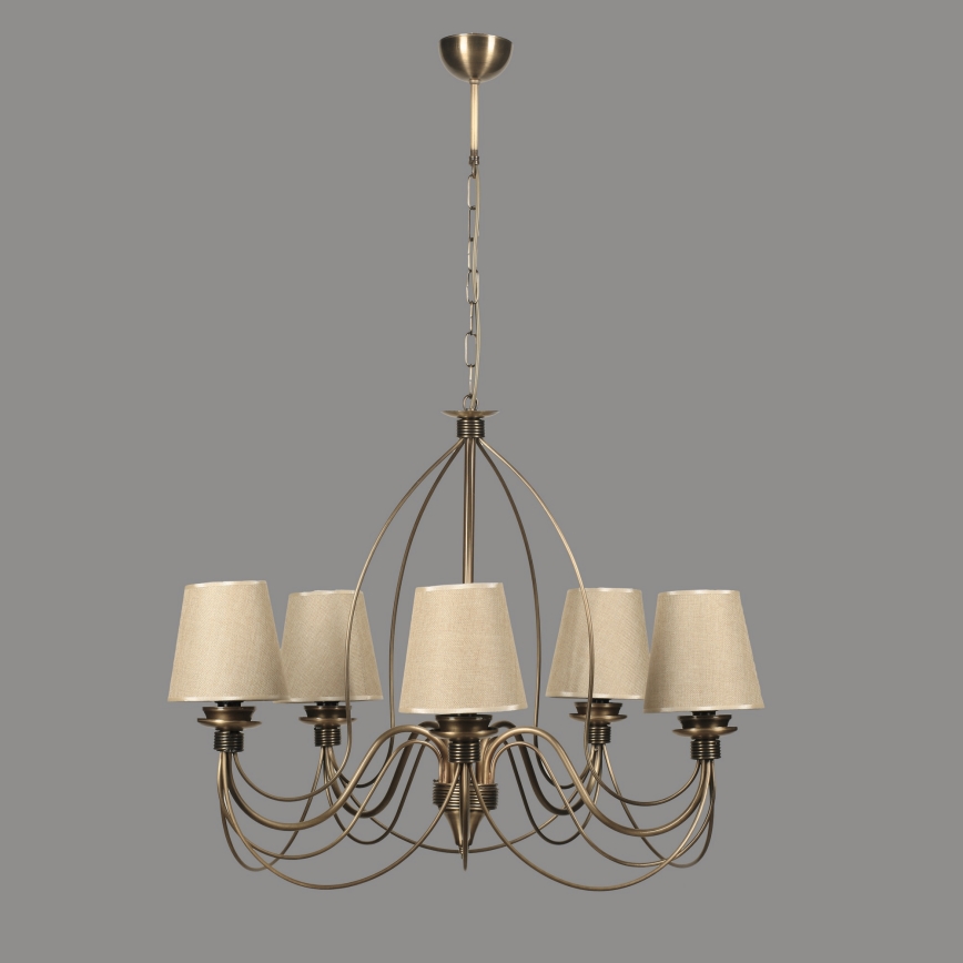 CLASSIC-kattokruunu ketjulla 5xE14/40W/230V pronssi/beige