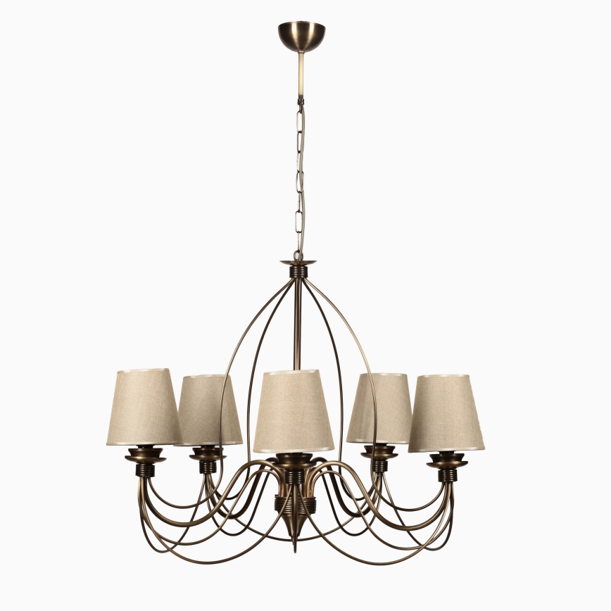 CLASSIC-kattokruunu ketjulla 5xE14/40W/230V pronssi/beige