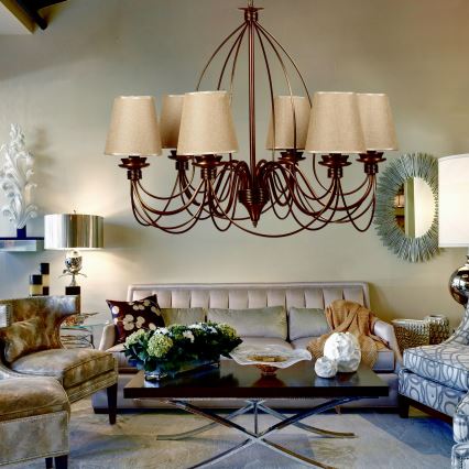 CLASSIC-riippuvalaisin ketjulla 6xE14/40W/230V pronssi/beige