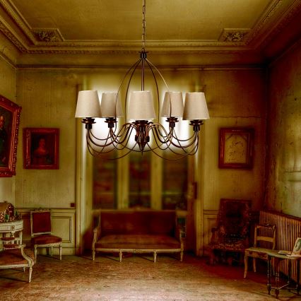 CLASSIC-riippuvalaisin ketjulla 6xE14/40W/230V pronssi/beige