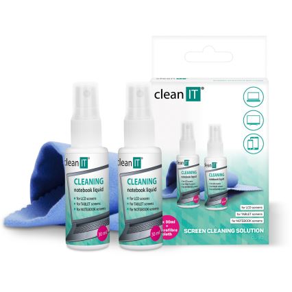 CLEAN IT CL-182 - Näytön puhdistusliuos ja liinalla 2x 30 mm