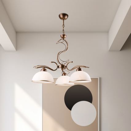 COBRA varrellinen kattokruunu 3xE27/60W/230V pronssi/patina