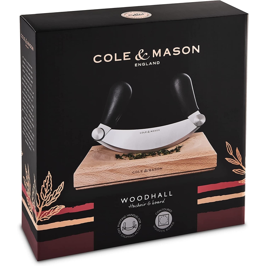 Cole&Mason - Keittiön leikkuulauta ja veitsi 21,5x51,5 cm pyökki