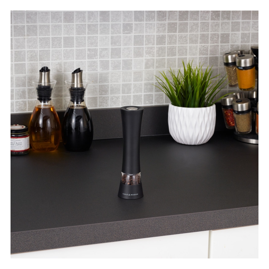 Cole&Mason - Sähkömylly suolalle tai pippurilla BURFORD 4xAAA 18 cm musta