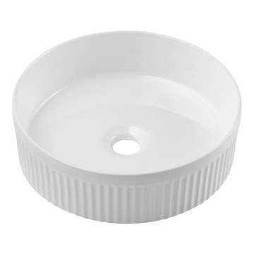 COMAD BEYOND 2 VALKOINEN (E-6565) - BEYOND-tasolle asennettava pesuallas, halkaisija 36 cm, keramiikka/kiiltävä valkoinen