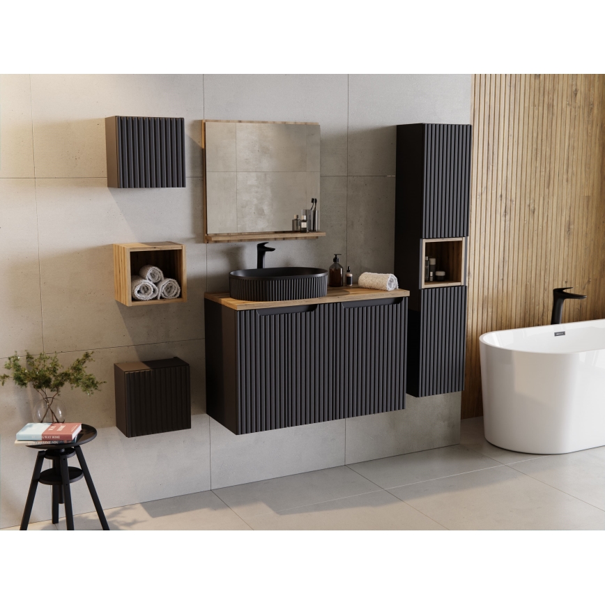 COMAD BEYOND 5 BLACK (E-6564) - BEYOND tasoon asennettava pesuallas 48x32,5 cm, keramiikka/matamusta