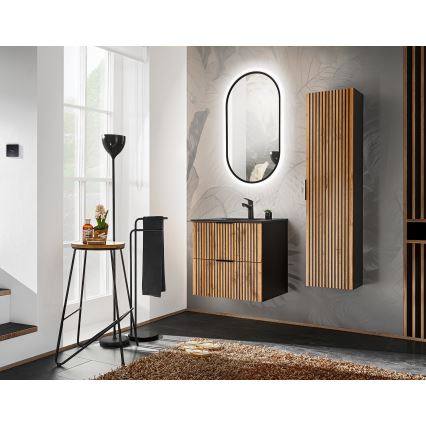 COMAD XILO BLACK WOTAN 82-60-D-2S - Allaskaappi XILO 57 x 60,2 cm musta/Wotan-tammi