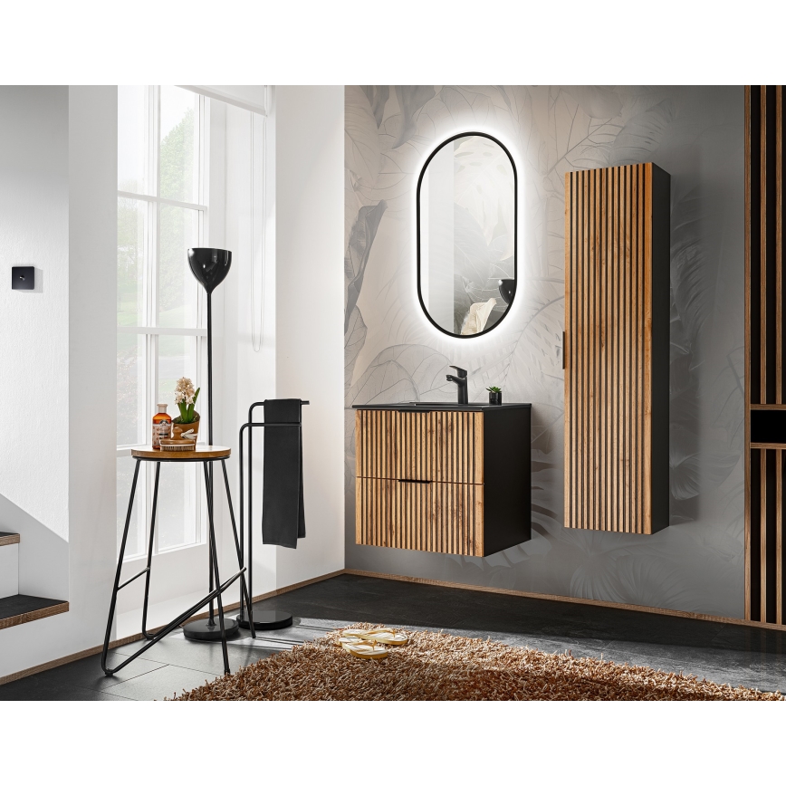 COMAD XILO BLACK WOTAN 82-60-D-2S - Allaskaappi XILO 57 x 60,2 cm musta/Wotan-tammi