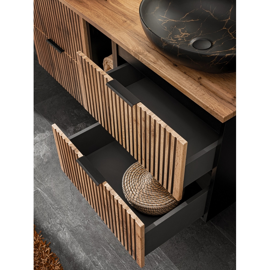 COMAD XILO BLACK WOTAN 82-80-D-2S - Allaskaappi XILO 57x80,2 cm musta/Wotan-tammi