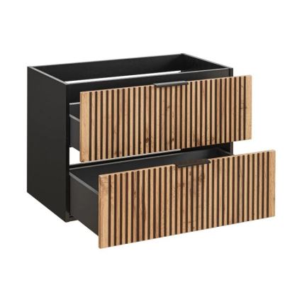 COMAD XILO BLACK WOTAN 82-80-D-2S - Allaskaappi XILO 57x80,2 cm musta/Wotan-tammi