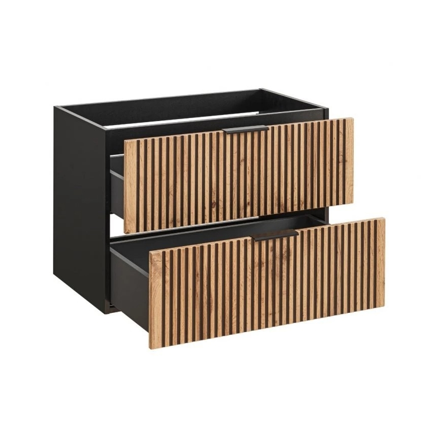 COMAD XILO BLACK WOTAN 82-80-D-2S - Allaskaappi XILO 57x80,2 cm musta/Wotan-tammi