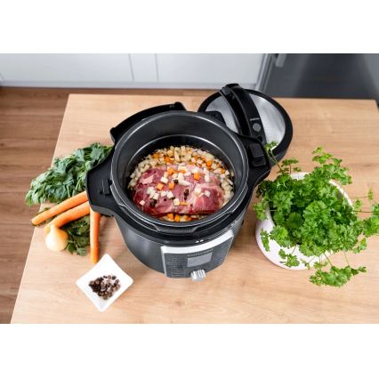 Concept CK8000 - Monitoiminen sähköinen painekeitin ja kuumailmafriteeraus 5,6 l, 11 toimintoa, 1500 W/230 V, musta