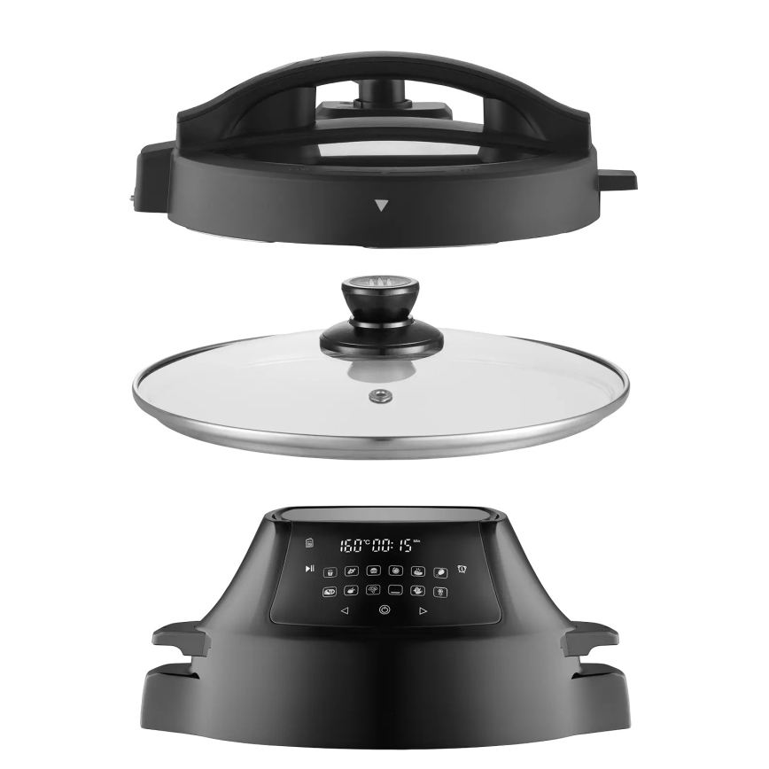 Concept CK8000 - Monitoiminen sähköinen painekeitin ja kuumailmafriteeraus 5,6 l, 11 toimintoa, 1500 W/230 V, musta