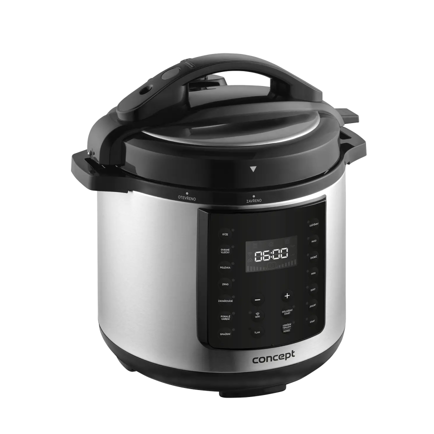Concept CK8001 - Monitoiminen sähköinen painekeitin 5,6 l, 1000 W/230 V, Wi-Fi, ruostumaton teräs