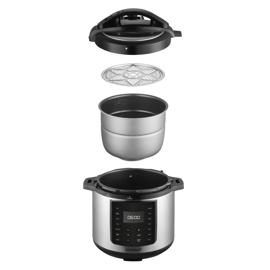 Concept CK8001 - Monitoiminen sähköinen painekeitin 5,6 l, 1000 W/230 V, Wi-Fi, ruostumaton teräs
