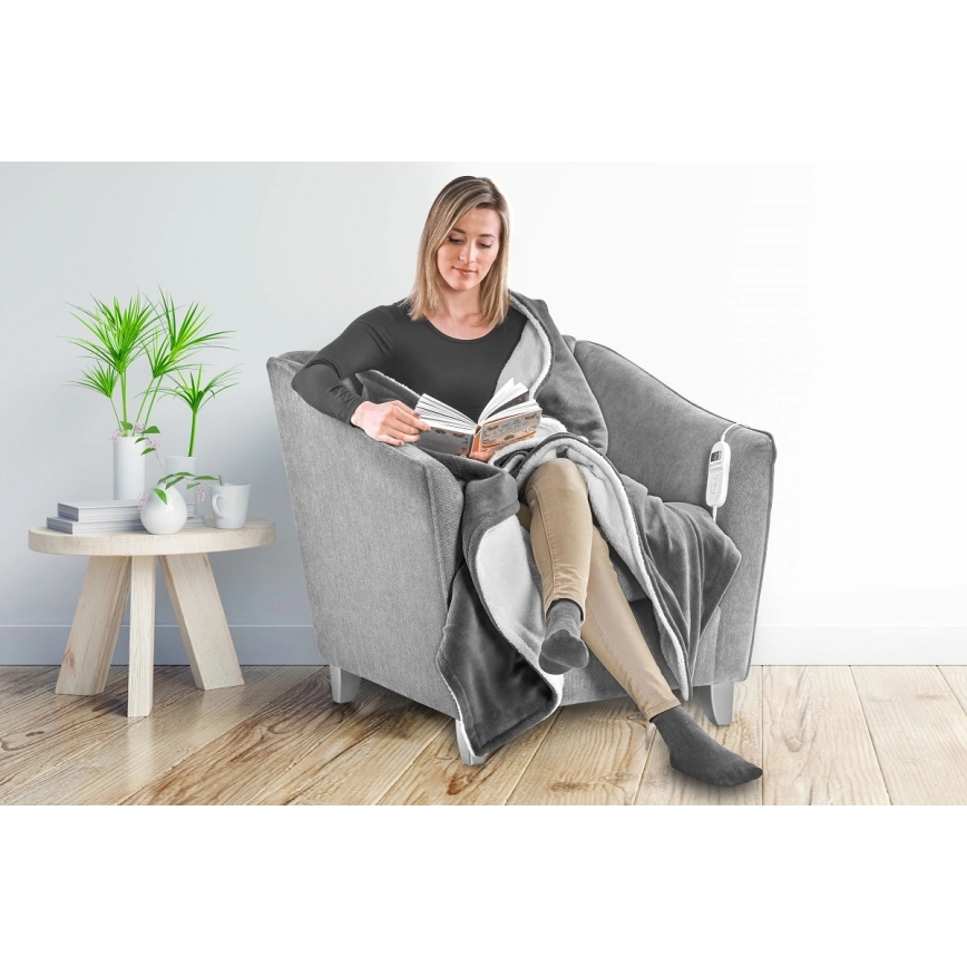 Concept DV7420 - Sähköinen lämpöpeitto 160W/230V 180x130 cm harmaa/valkoinen