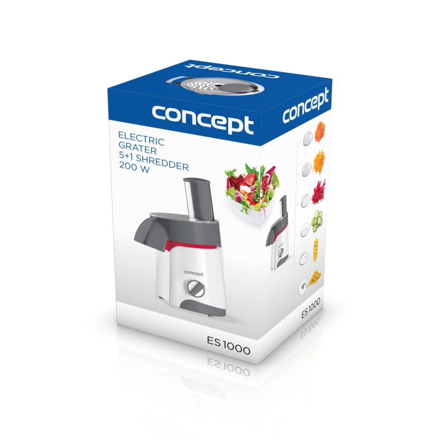 Concept ES1000 - Sähköinen raastin 200W/230V valkoinen/harmaa