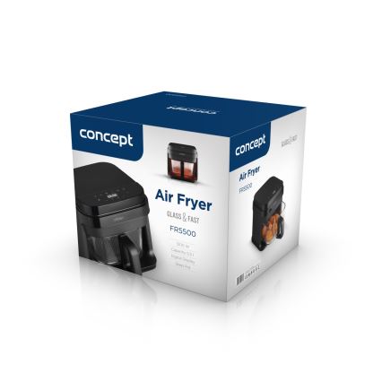 Concept FR5500 - Air Fryer GLASS & FAST 5,5 l 1200W/230V musta