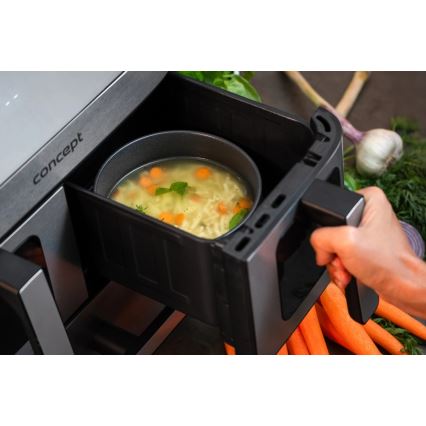 Concept FR9000 - Kuumailmafriteerauslaite PIZZA TRIO 18,5 l 2700W/230V ruostumaton teräs/musta