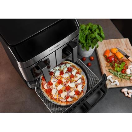 Concept FR9000 - Kuumailmafriteerauslaite PIZZA TRIO 18,5 l 2700W/230V ruostumaton teräs/musta