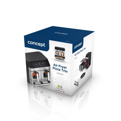 Concept FR9000 - Kuumailmafriteerauslaite PIZZA TRIO 18,5 l 2700W/230V ruostumaton teräs/musta