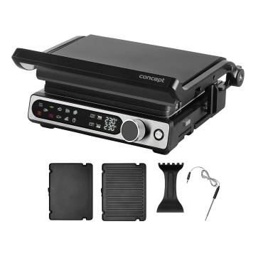 Concept ge3500 - Kontaktigrilli lämpötila-anturin kanssa 2000W/230V musta