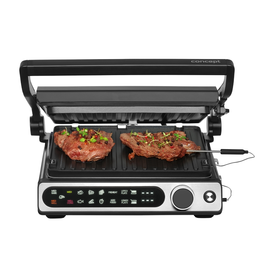 Concept ge3500 - Kontaktigrilli lämpötila-anturin kanssa 2000W/230V musta