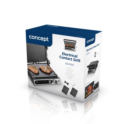 Concept ge3500 - Kontaktigrilli lämpötila-anturin kanssa 2000W/230V musta