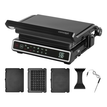 Concept ge3550 - Kontaktigrilli lämpötila-anturin kanssa 2000W/230V musta