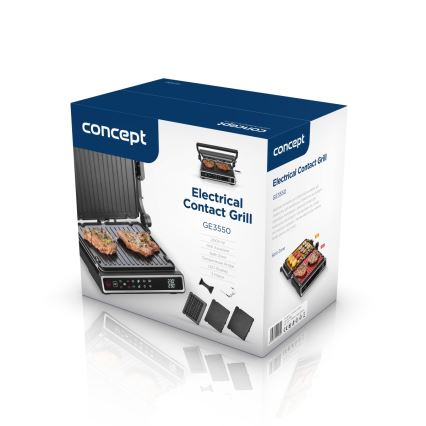 Concept ge3550 - Kontaktigrilli lämpötila-anturin kanssa 2000W/230V musta