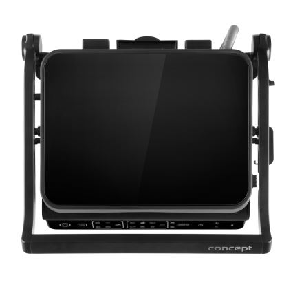 Concept ge3600 - Kontaktigrilli lämpötila-anturin kanssa GLASS 2000W/230V musta