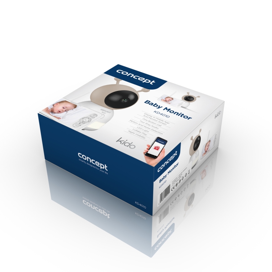 Concept KD4010 - Älykäs vauvamonitori näytöllä ja liiketunnistimella SMART KIDO 4,5W/230V Wi-Fi beige