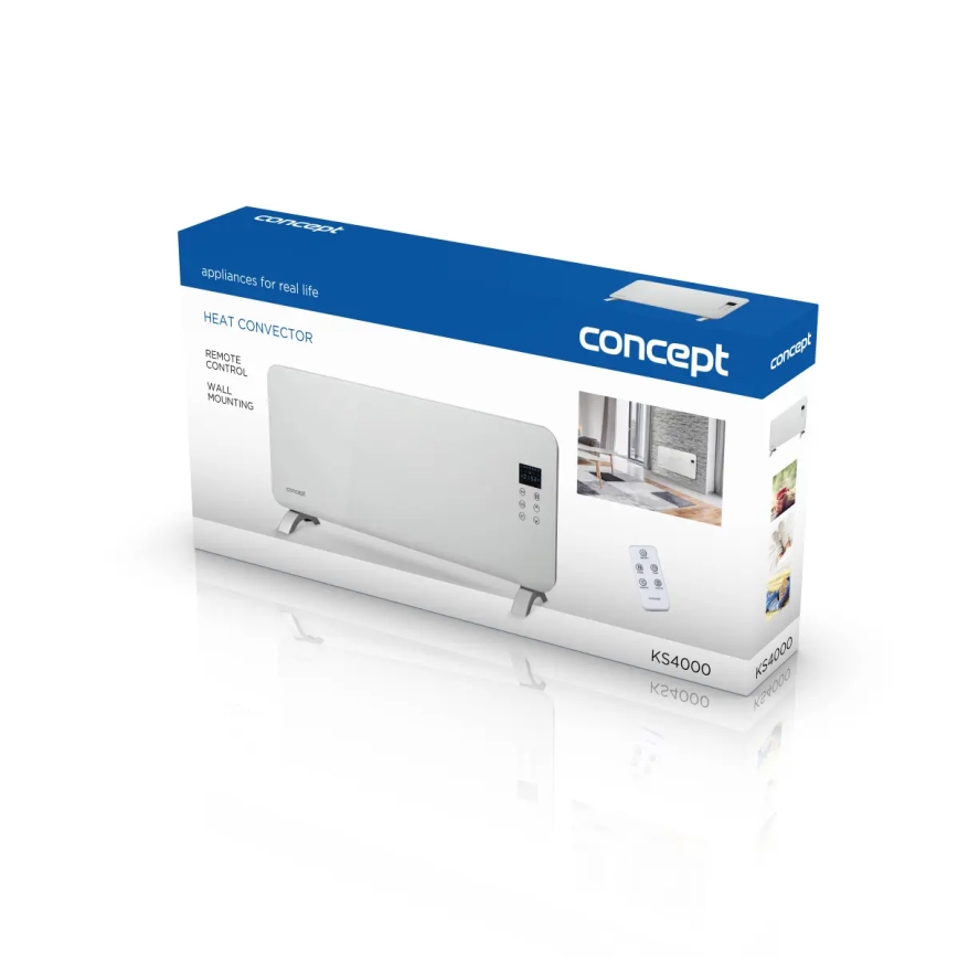 Concept KS4000 - Sähköinen suoralämmitin/konvektori 1000/2000 W IP24 valkoinen + kaukosäädin