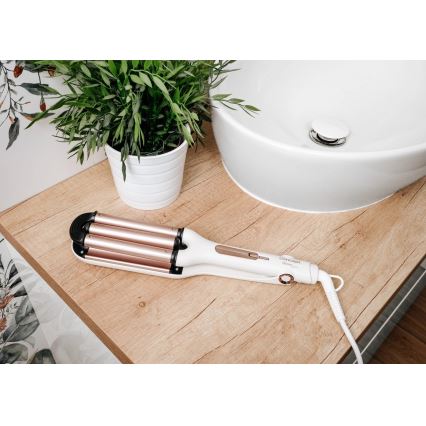 Concept KT2140 - Kolmiputkinen hiusten kiharrin GLAM STYLE 100W/230V valkoinen/ruusukulta