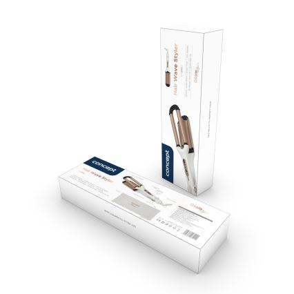 Concept KT2140 - Kolmiputkinen hiusten kiharrin GLAM STYLE 100W/230V valkoinen/ruusukulta