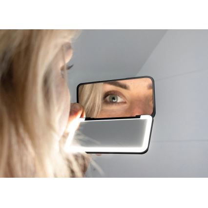 Concept KZ2020 - LED taskukokoinen meikkipeili PERFECT SKIN LED/1,5W/5V 4500-5500K 300 mAh musta