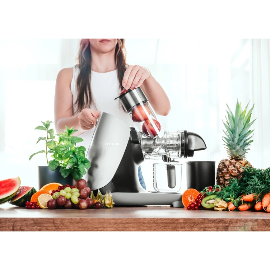 Concept LO7250 - Vaakasuuntainen ruuvimehulinko 200 W/230 V, musta/ruostumaton teräs