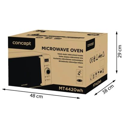 Concept MT4420wh - 800 W/230 V mikroaaltouuni, 20 l, valkoinen