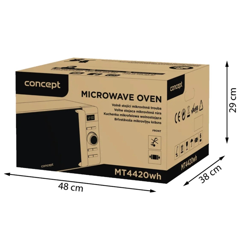 Concept MT4420wh - 800 W/230 V mikroaaltouuni, 20 l, valkoinen