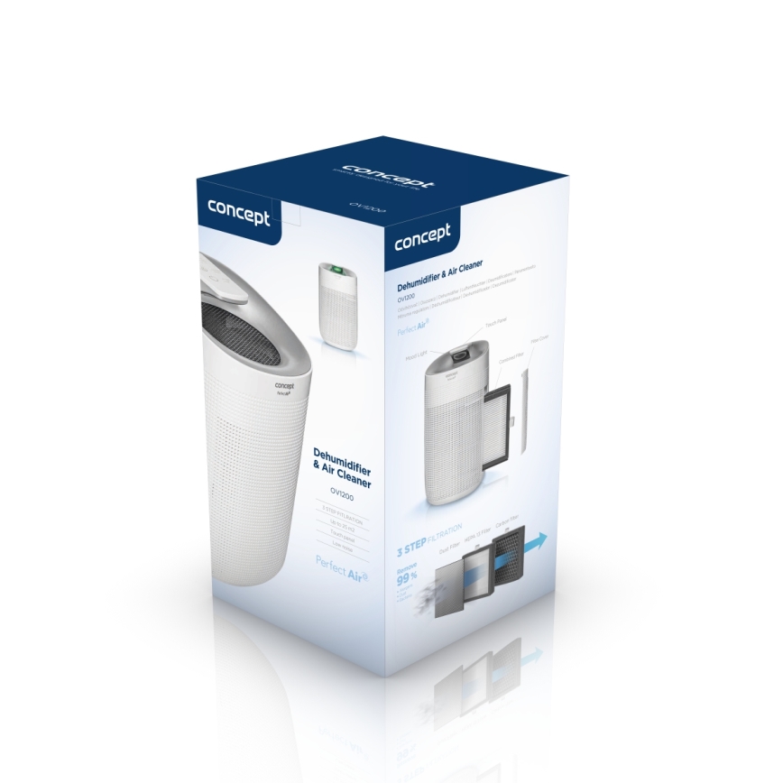 Concept OV1200 - Ilmankuivain ja ilmanpuhdistin PERFECT AIR 1 l 45W/230V valkoinen