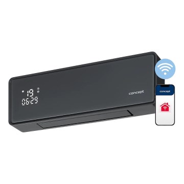 Concept QH4100 - Sähkölämmitin 1000/2000 W Wi-Fi IP22 harmaa + kaukosäädin