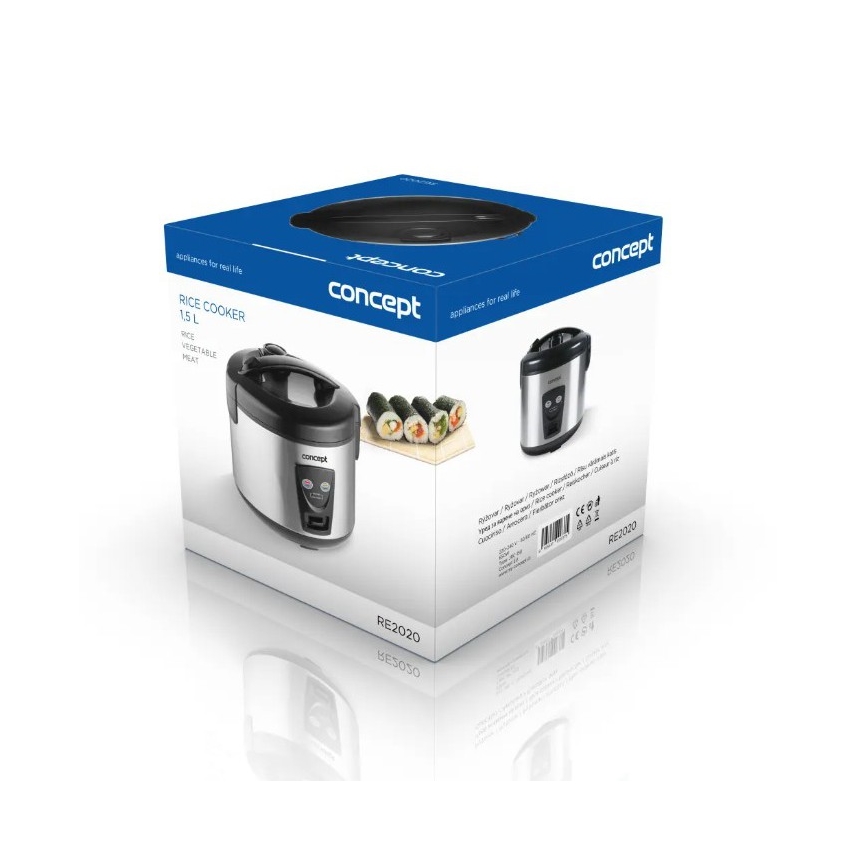 Concept RE2020 - Riisinkeitin 2-in-1 650W/230V 1,5 l ruostumaton teräs/musta