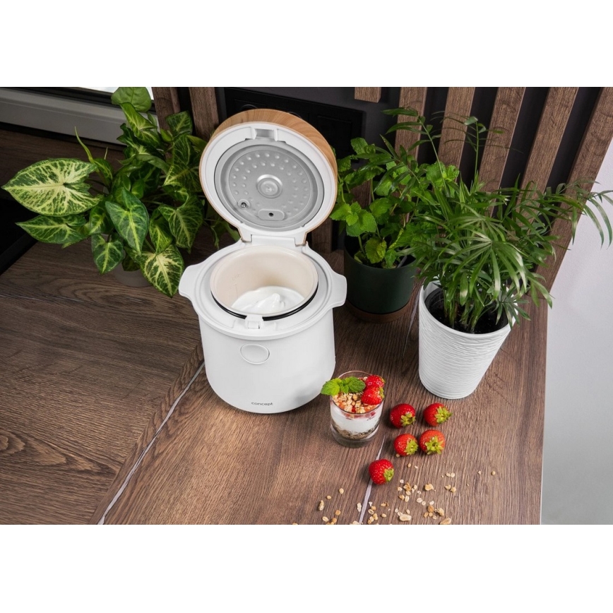Concept RE3030 - Digitaalinen riisikeitin 2-in-1 380W/230V 1,5 l valkoinen/puukuvio