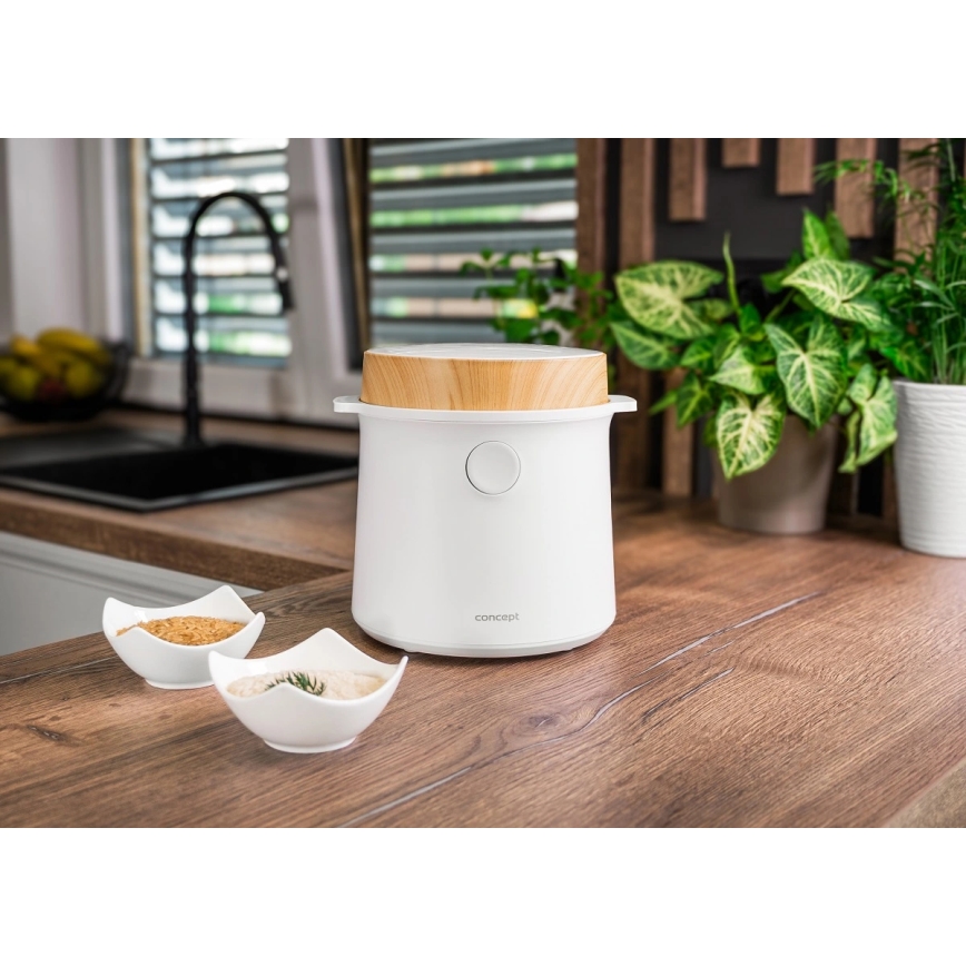 Concept RE3030 - Digitaalinen riisikeitin 2-in-1 380W/230V 1,5 l valkoinen/puukuvio